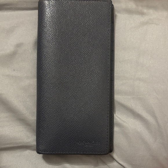 COACH Embossed Leather Long Men Breast Pocket Wallet